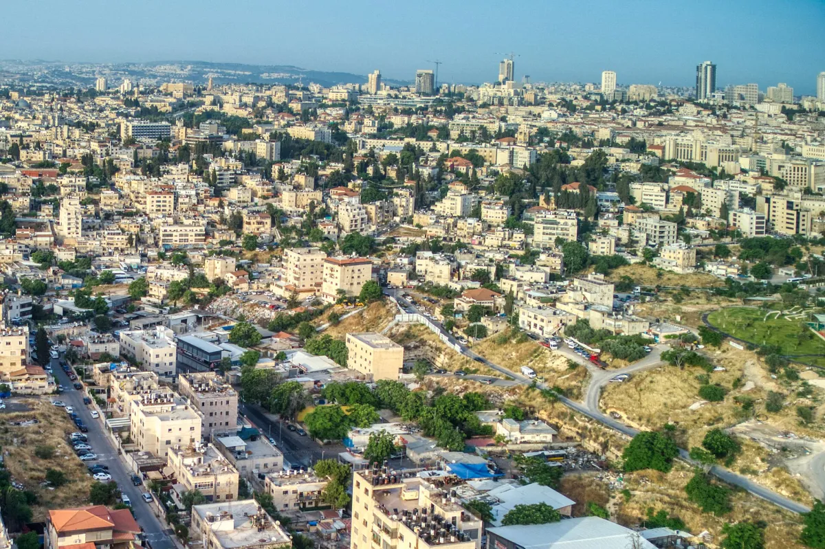 View over the Sheikh Jarrah neighbourhood of occupied East Jerusalem